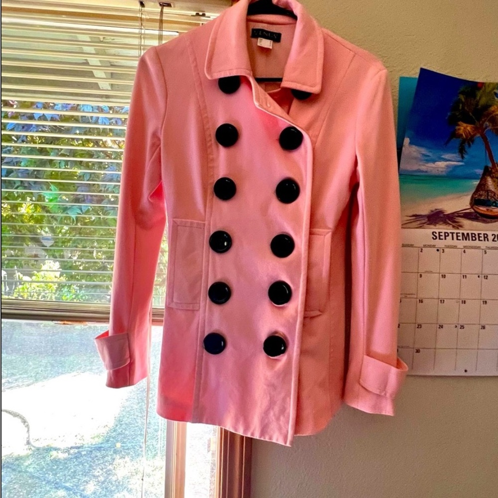 Pink Double-Breasted Women's Coat